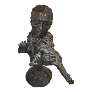 1950s Metal Bust Sculpture of a Violinist