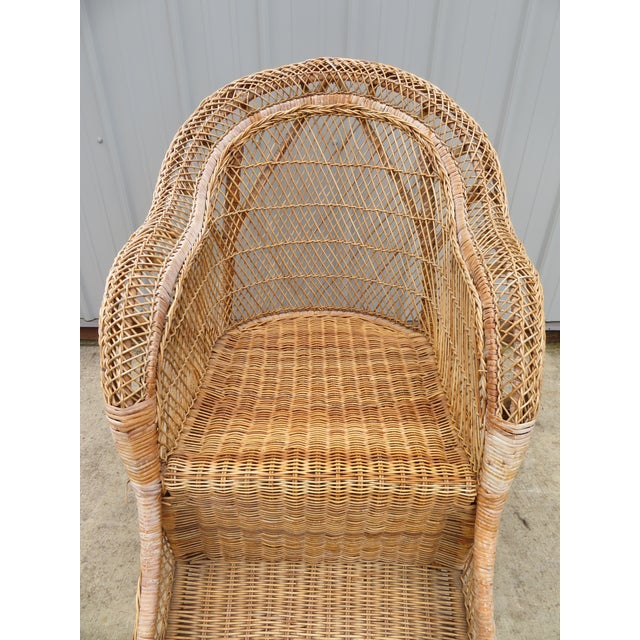 Antique Rattan & Wicker Sleigh Shape Lounge Chair Chairish