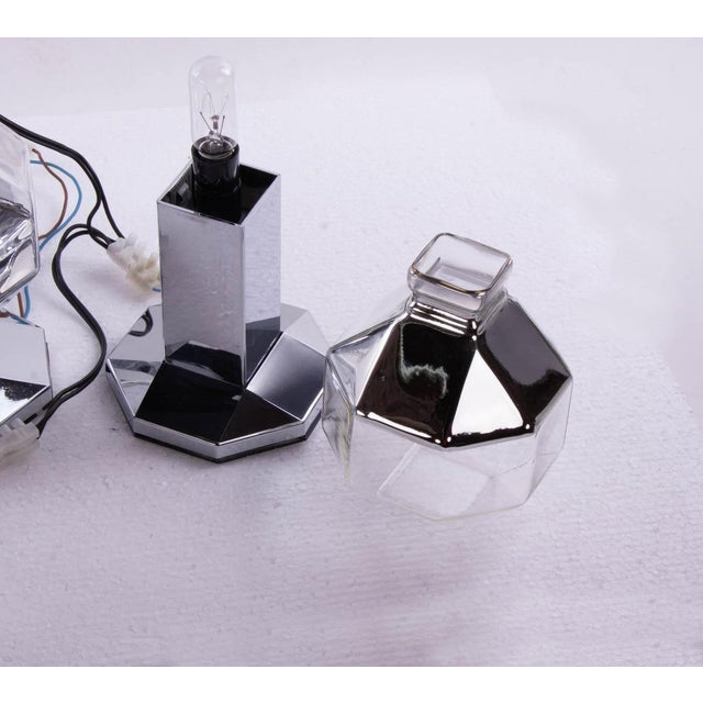 Glass Cubist Chrome Flush Mounts or Sconces by Motoko Ishii for Staff, 1970s, Set of 9 For Sale - Image 7 of 9