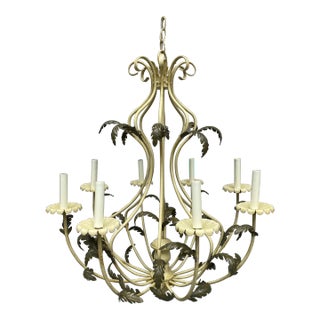 Vintage Tole Palm Beach Tropical Chandelier For Sale