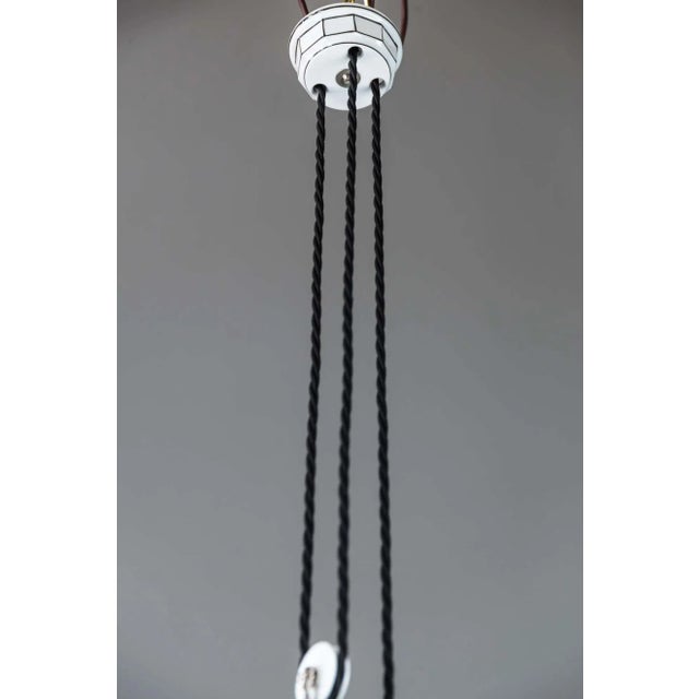 Bauhaus Adjustable Porcelain Chandelier with Original Shade, 1920s For Sale - Image 16 of 18