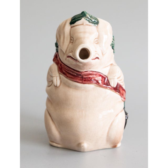 Farmhouse Antique Early 20th Century French Orchies Majolica Pig Pitcher For Sale - Image 3 of 8