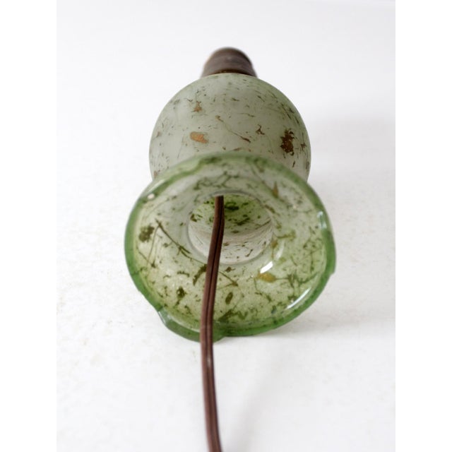 Vintage 1930s Green Glass Table Lamp For Sale - Image 9 of 13