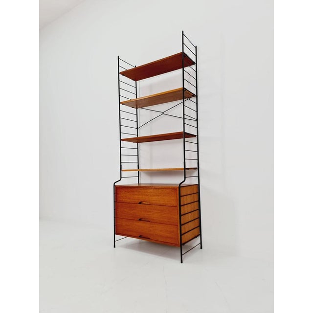 Free-Standing String Shelf-System with Cabinet in Teak from WHB Germany, 1950s For Sale - Image 11 of 11