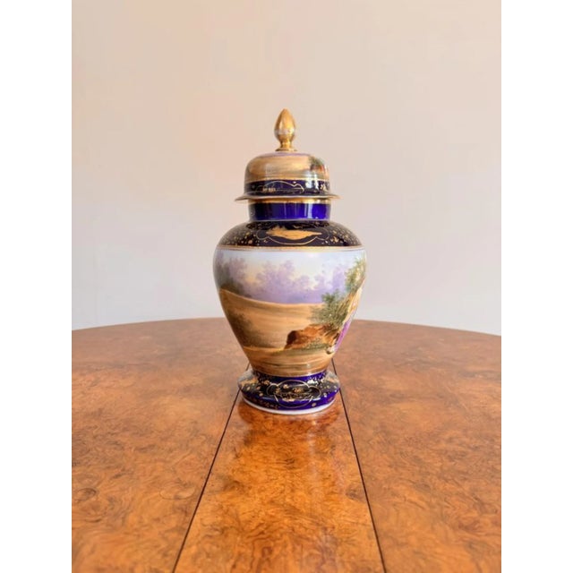 Blue Victorian Royal Vienna Vase Garnitures, 1880s, Set of 3 For Sale - Image 8 of 12