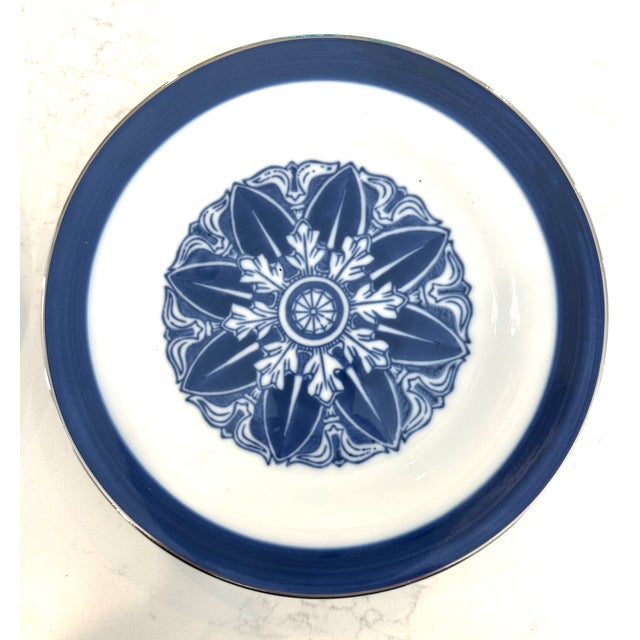 1980s Bombay Asian Garden Floral Rosette Desert Plates Set of 6 For Sale - Image 4 of 7