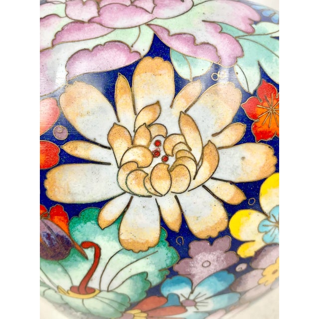 Pink Vintage Floral Cloisonné Bowl For Sale - Image 8 of 11