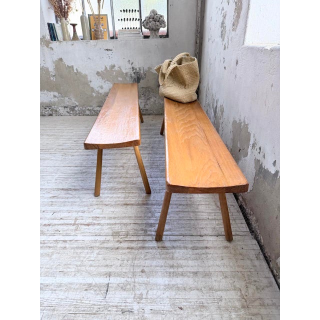 Mountain Furniture Benches in Pine and Oak in the style of Malmvall, 1950s, Set of 2 For Sale - Image 11 of 18