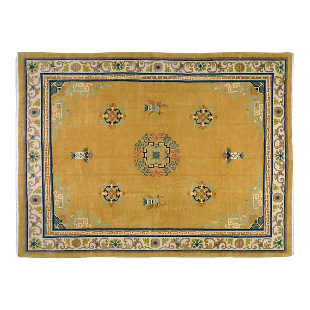 Vintage Chinese Art Deco Hand Knotted Wool Rug, 9'8x13'3 For Sale