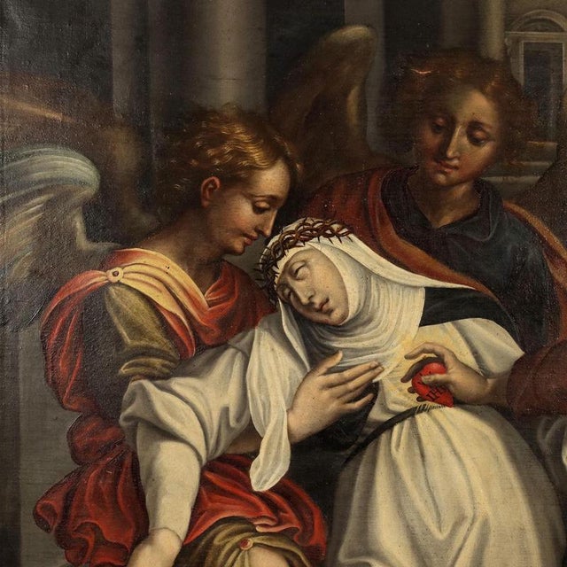 Tuscan School Artist, Ecstasy of Saint Catherine of Siena, Oil on Canvas For Sale - Image 4 of 13