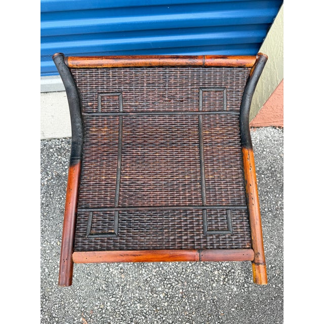 Oversized Vintage French Tortoise Rattan Planter Featuring a Curved, Flared Shape and Thick Bamboo Trim. For Sale In Miami - Image 6 of 11