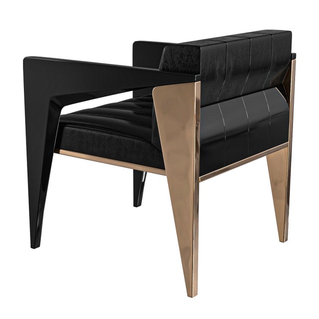 Metal "Arcadia" Chair With Stainless Steel and Bronze, Handcrafted For Sale - Image 7 of 8