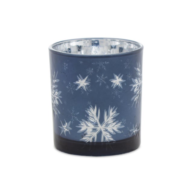 2020s Frosted Votive Candle Holder with Snowflake Design (Set of 3) For Sale - Image 5 of 6