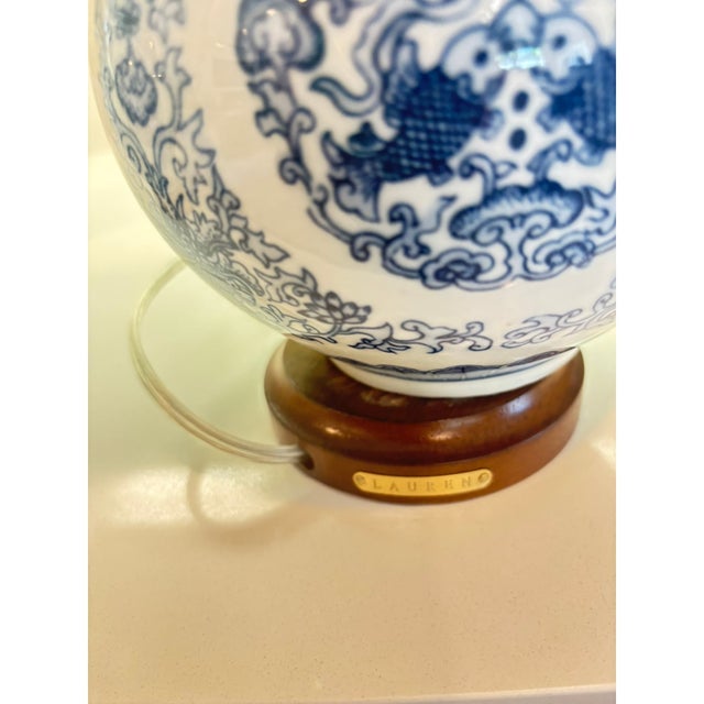 Blue Contemporary Lauren Ralph Lauren Blue & White Double Gourd Chinoiserie Koi Porcelain Lamps – A Pair For Sale - Image 8 of 8