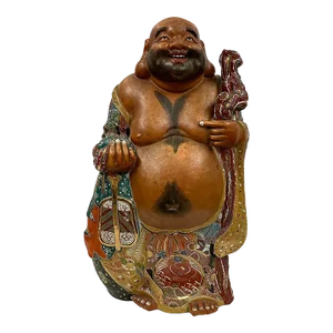 Early 20th Century Antique Japanese Huge Kutani Hotei Laughing Buddha
