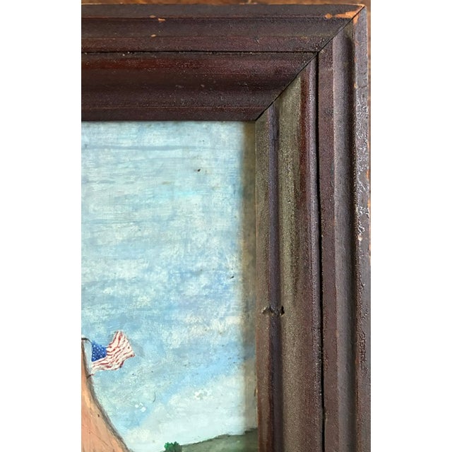 Antique American Folk Art Painting - Clipper Ship With an American Flag For Sale - Image 9 of 10