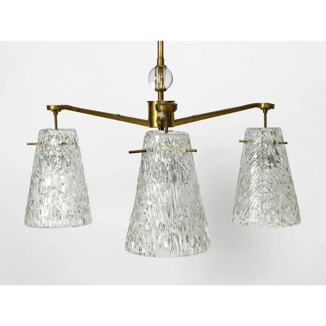 Mid-Century Modern Ceiling Lamp with Three Glass Shades by Rupert Nikoll Vienna, 1950s For Sale - Image 11 of 13
