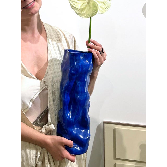 Every Day Blue Collection Wavy Vase 01 by Anna Demidova For Sale - Image 6 of 7