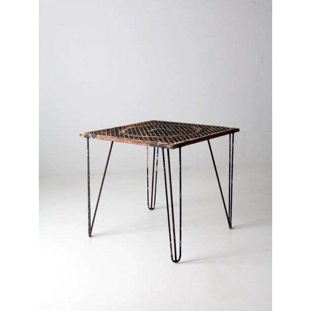 Mid-Century Hairpin Leg Iron Patio Table For Sale - Image 12 of 12