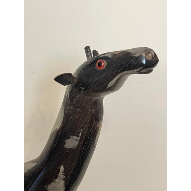 Ebony Tribal Wood Carved Giraffe Tabletop Figurine For Sale - Image 8 of 9
