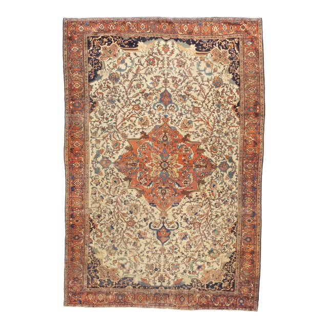 Antique Persian Farahan Sarouk Rug 7’3" X 10’5" For Sale