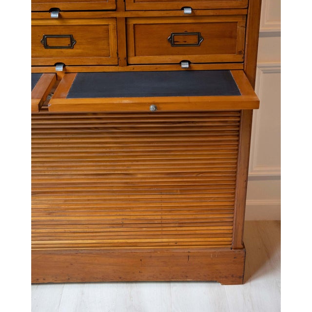 Early 20th Century Italian Wooden Filing Cabinet with Tambour Door For Sale - Image 9 of 18
