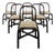 Black Lacquered Rattan Chairs with Fabric Seats, 1970s, Set of 6 For Sale