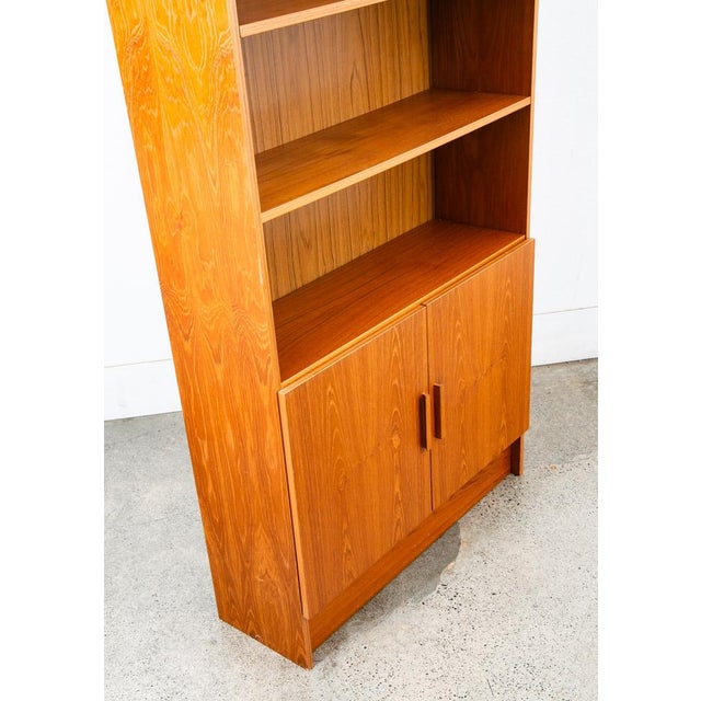 1960s 1960s Mid Century Danish Modern Credenza Bookshelf Cabinet Teak Shelves Cabinet Doors For Sale - Image 5 of 12