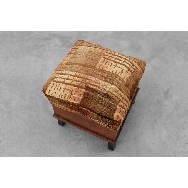 Art Deco Walnut Stools with Velvet Upholstery, Italy, 1920s, Set of 2 For Sale - Image 6 of 13