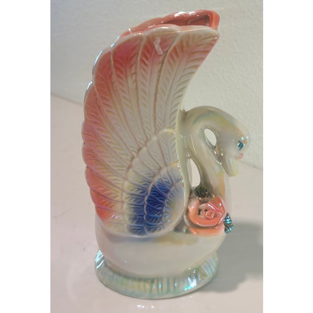 Art Deco Vintage Lusterware Swan Shaped Vase For Sale - Image 3 of 8