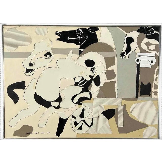 Horses and Ruins, Collage Mixed Media on Paper by Julian Edwin Levi, Rome c.1968 For Sale - Image 4 of 10