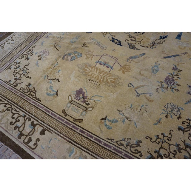 A White-Cream Background Color in Artistic Details of Chinese Motif Antique Peking Rug For Sale - Image 12 of 12