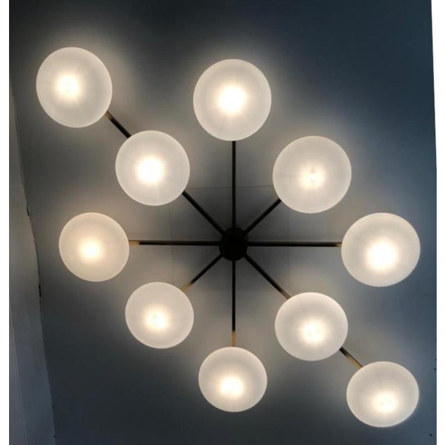 Not Yet Made - Made To Order 21st Century Dieci Bronze Matte White Murano Flush Mount by Fabio LTD For Sale - Image 5 of 7