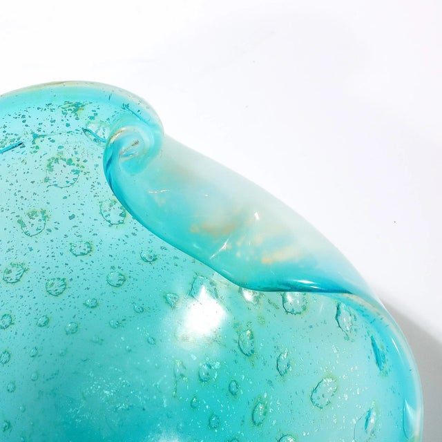 1950s Mid-Century Modernist Hand-Blown Murano Glass Dish W/ Curved Detailing For Sale - Image 5 of 12
