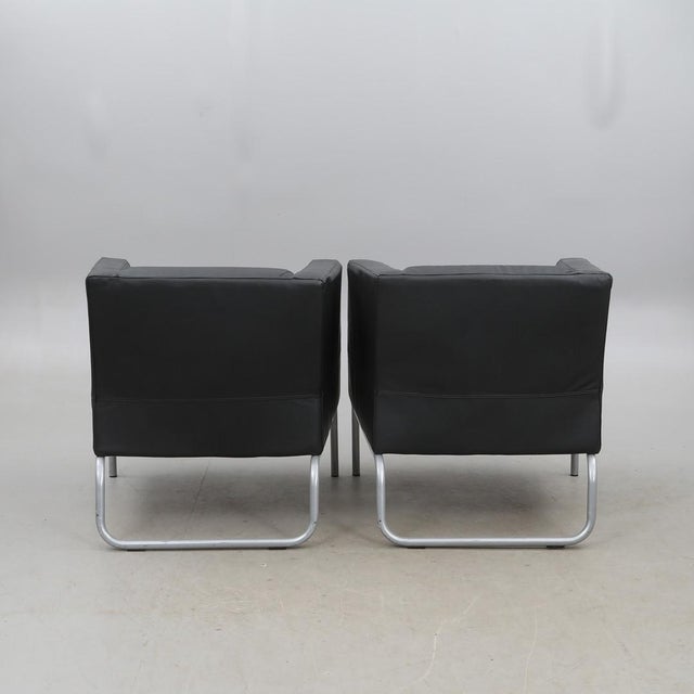 Vintage Chairs in Black Leather with Metal Frames from Ikea, 2000, Set of 2, in Good conditions. Designed from 2000