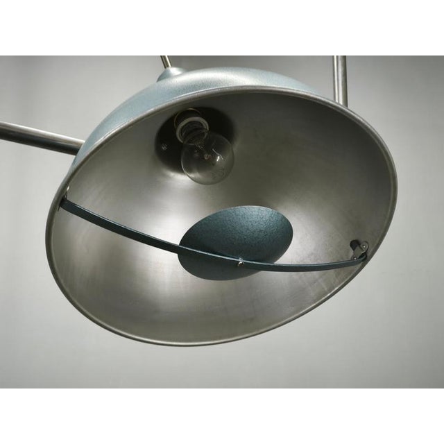 Metal Italian Industrial 3-Light Chandelier from A.L.F Firenze, 1970s For Sale - Image 7 of 18