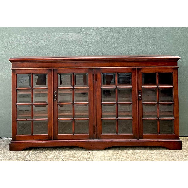 Vintage Beveled Glass Library Cabinet For Sale - Image 10 of 12