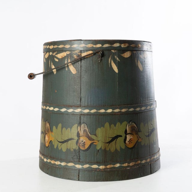 Wood Tole Painted Bucket For Sale - Image 7 of 13