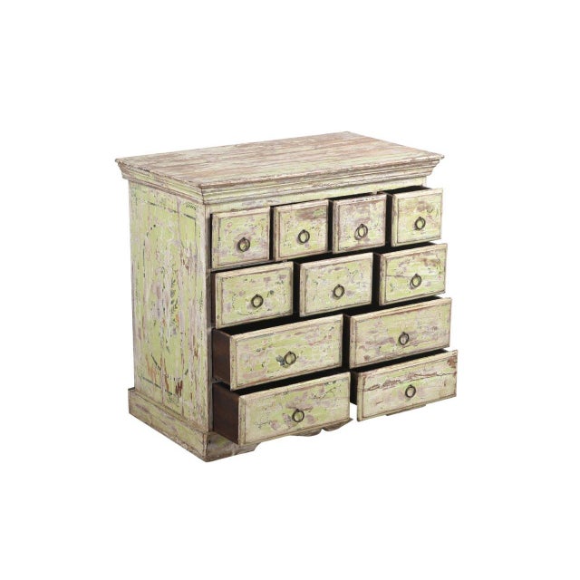 Indian Vintage Indian Painted Multi-Drawer Chest For Sale - Image 3 of 4