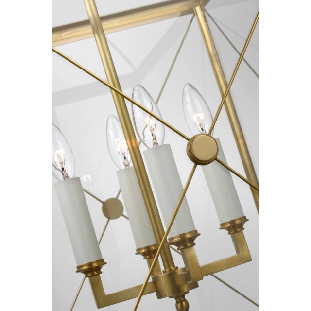 2020s Julie Neill for Visual Comfort Signature Rossi Medium Lantern in Antique-Burnished Brass with Clear Glass For Sale - Image 5 of 6