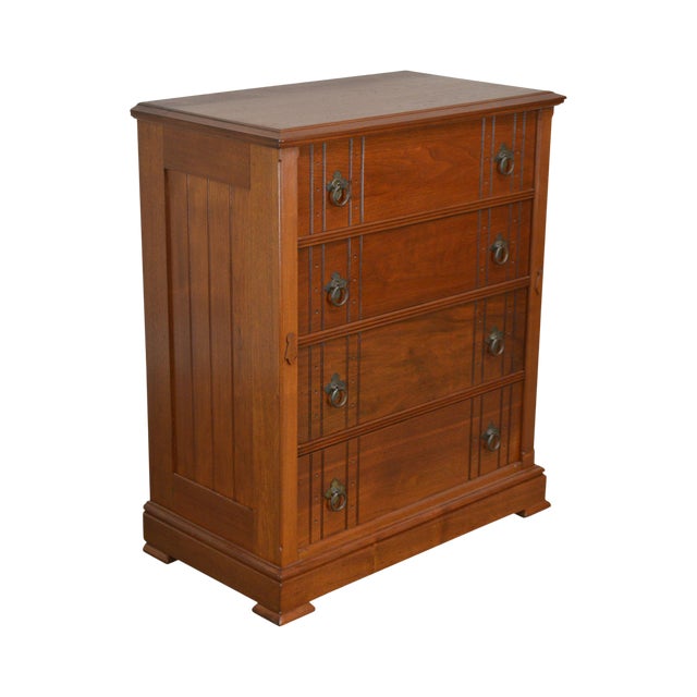 Antique Victorian Walnut Eastlake 4 Drawer Lock Side High Chest
