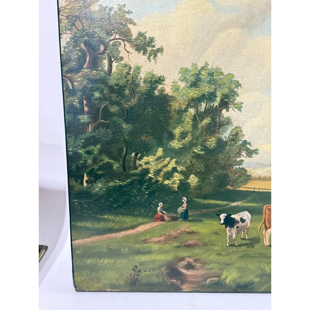 Green English 19th Century Pastoral Landscape With Cattle & Sheep Grazing For Sale - Image 8 of 10