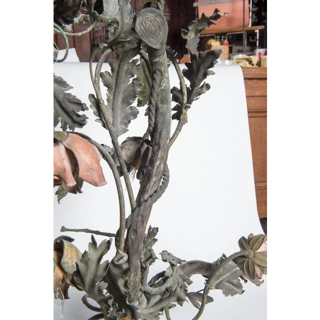 Metal 1920s Wrought Iron Floral Vine Chandelier For Sale - Image 7 of 13
