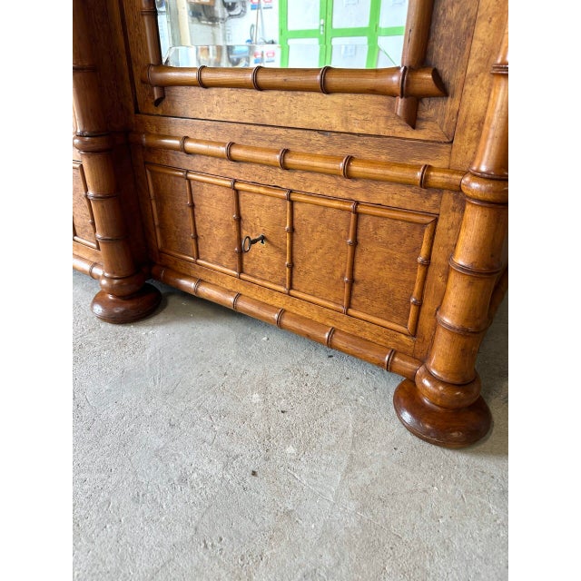 Antique Faux Bamboo Wardrobe with Mirror, Late 19th Century For Sale - Image 10 of 18
