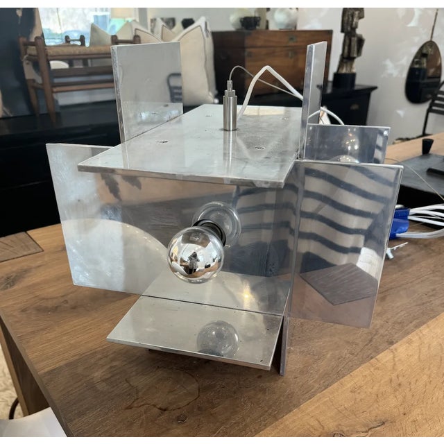 Metal Vintage Polished Aluminum Pedant Ceiling Light For Sale - Image 7 of 10