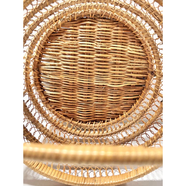 Vintage Wicker Easter Gathering Basket - Bentwood Openwork French Country Cottage Basket For Sale - Image 9 of 11