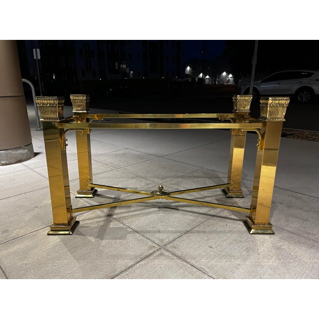 Mid-Century Modern Italian Brass Console Table Base After Mastercraft For Sale - Image 3 of 12