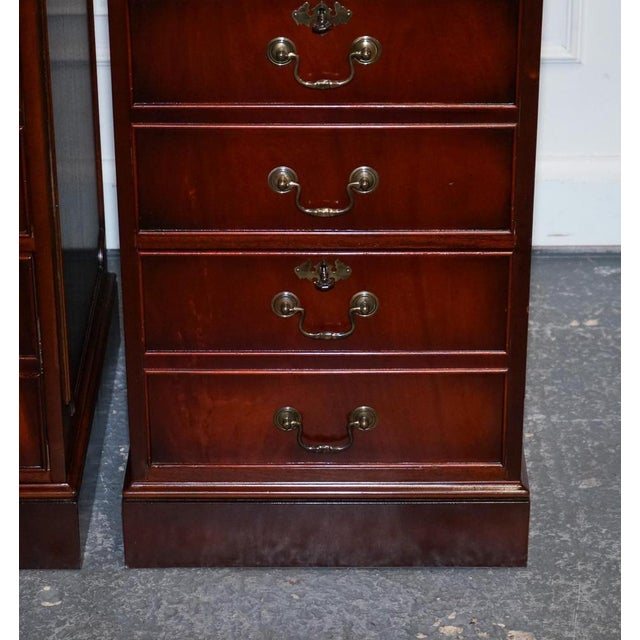 Gold Filling Cabinets in Burgundy Leather and Gold Embossed Top, Set of 2 For Sale - Image 8 of 18
