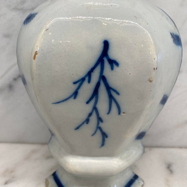 Early Antique Dutch Delft Blue and White Floral Vase, Netherlands For Sale - Image 14 of 18