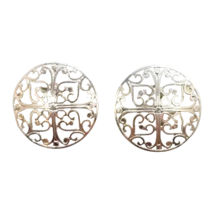 Vintage 1970s Signed Napier Rhodium Plated Round Openwork Clip Earrings - 2 Pieces